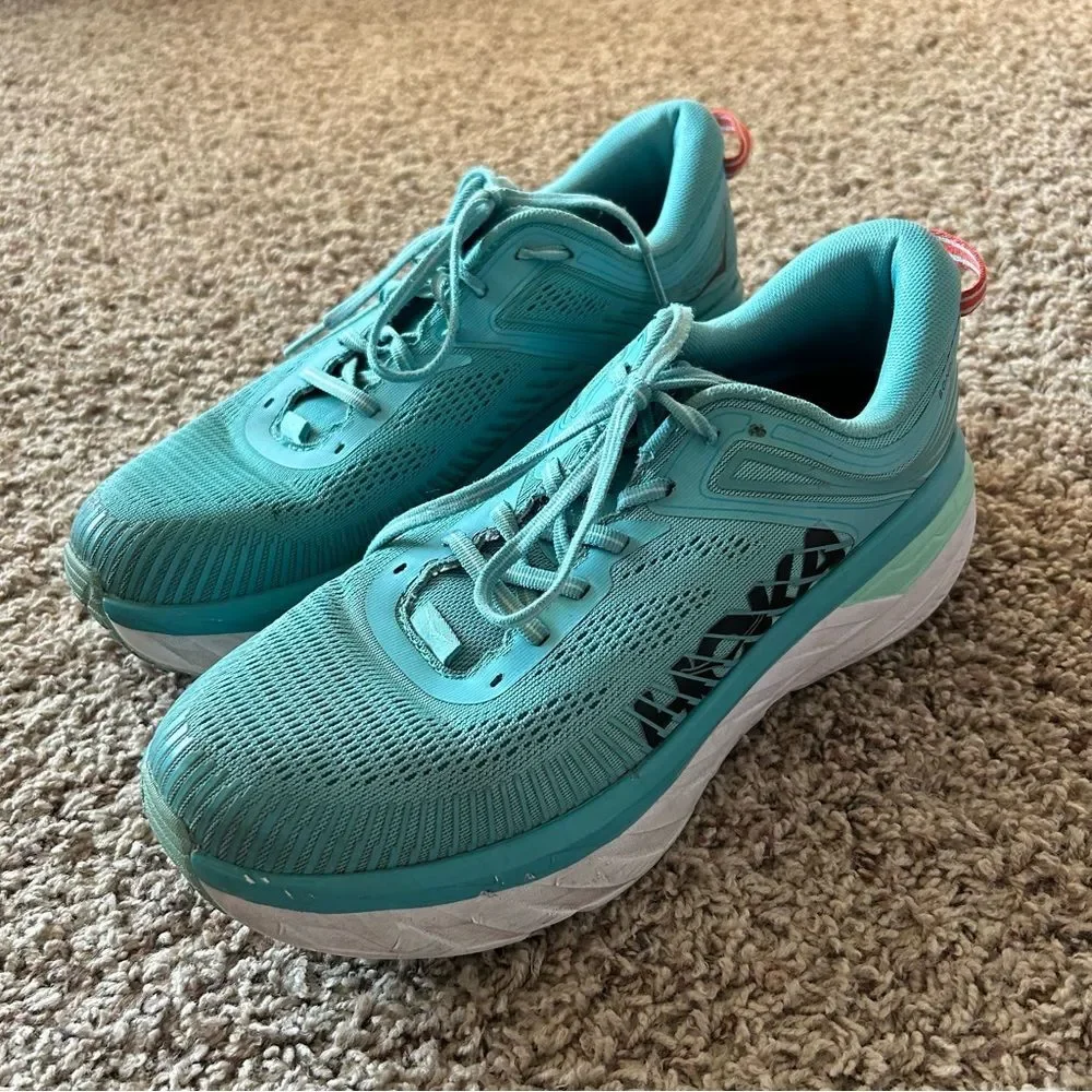 Hoka One Bondi 7 Road Running Shoes Aquarelle Eggshell Blue Size 11